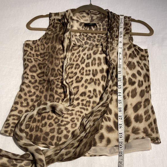 Talbots leopard sleeveless blouse bowtie cami 4P - Picture 7 of 16